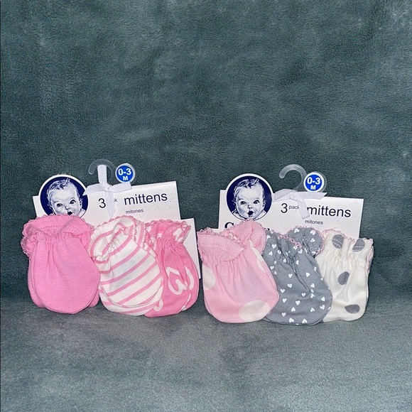 Gerber Other - NWT 2 pack of Baby Mittens 3-Pack in Pink & Gray